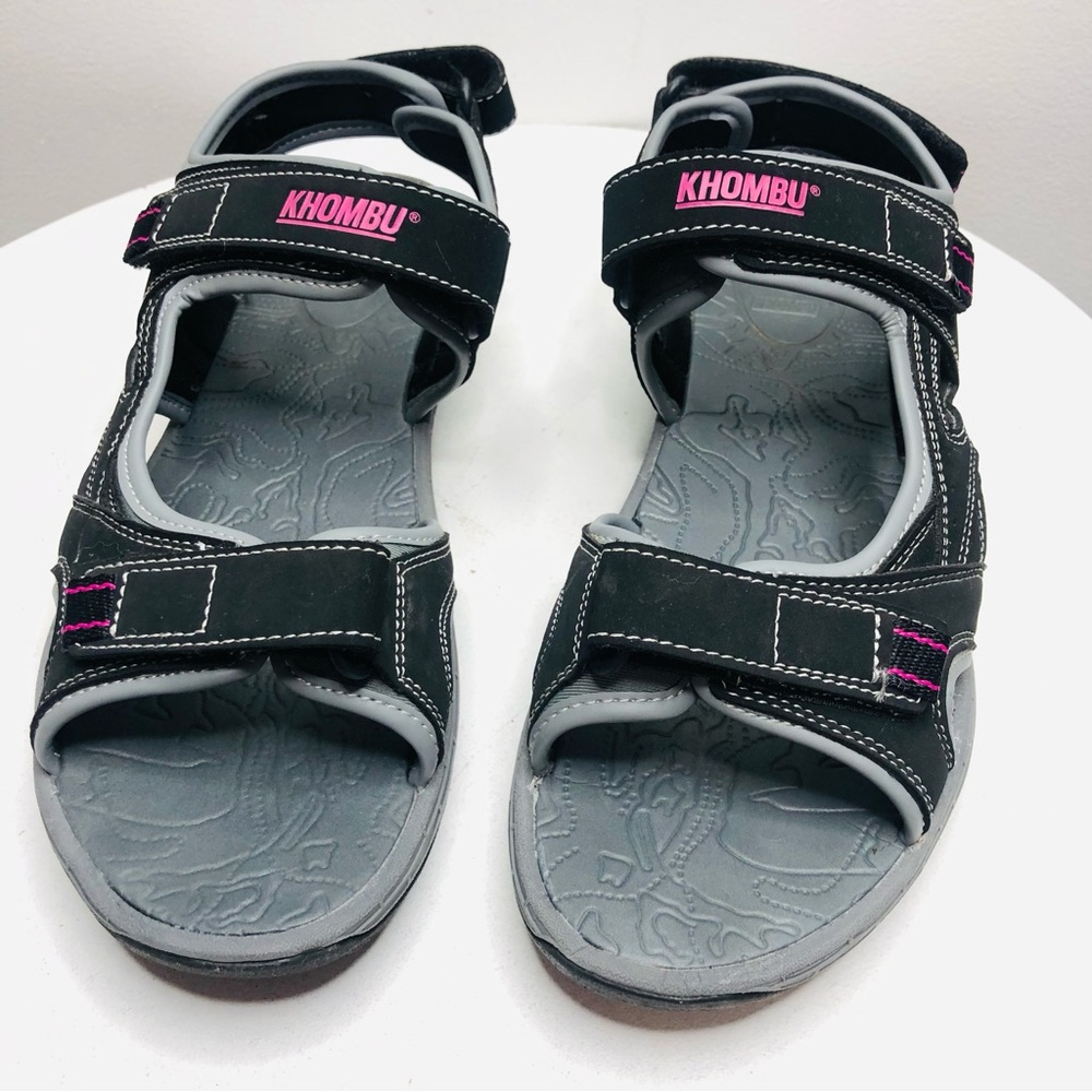 Khombu Marcy Black and Gray Sandals with Pink Accents SZ 11. RR1 - Picture 2 of 7